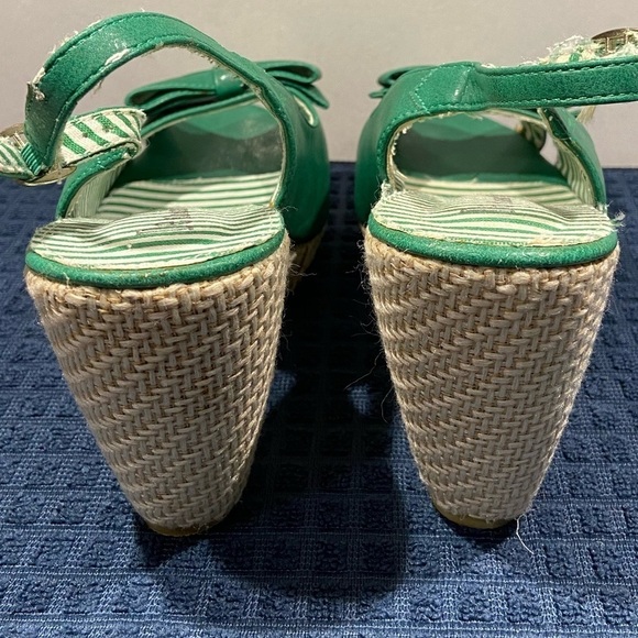Ladies De Blossom Collection Green Wedge Sandals Size 10 - Picture 13 of 16